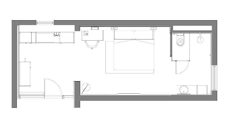 ホテル ザガメズ ハウス メルボルン エクステリア 写真 A plan of a typical studio apartment
